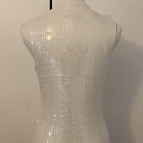 Robert Rodriguez White Sequin Stretch Bodycon Mini Dress Size Small - Picture 7 of 15